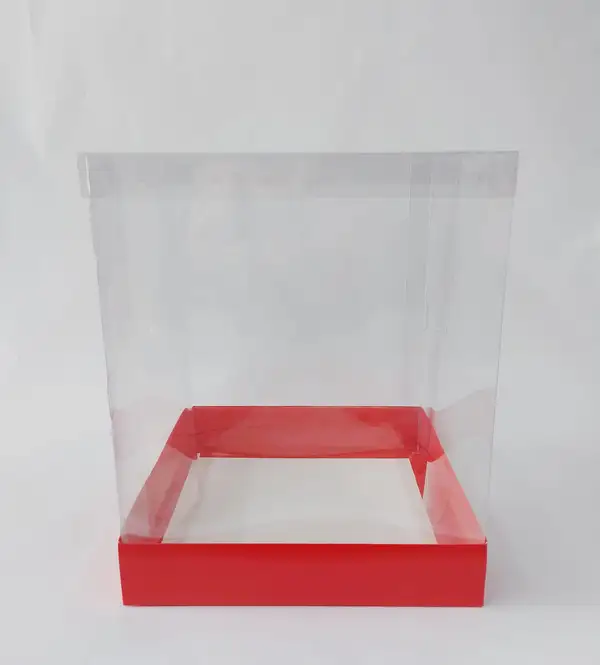 25x25x30 Kırmızı Altı Kartonlu Asetat Kutu