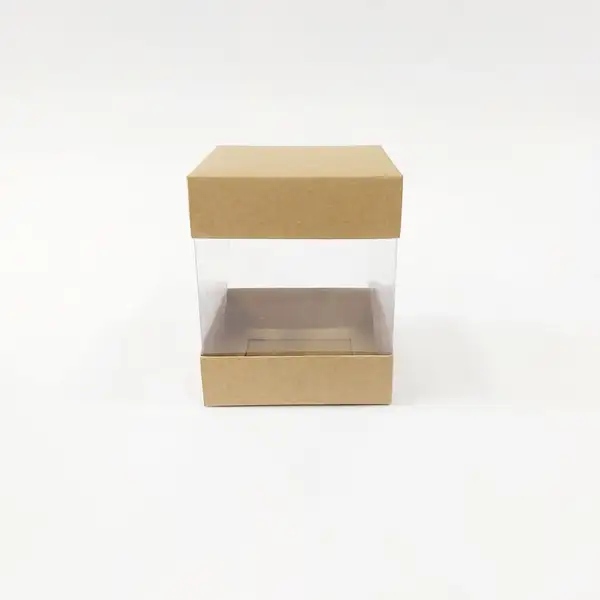 10x10x12 Kraft Alt Üst Kartonlu Asetat Kutu