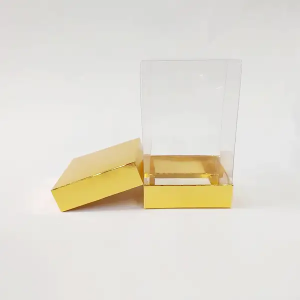 10x10x12 Altın Alt Üst Kartonlu Asetat Kutu