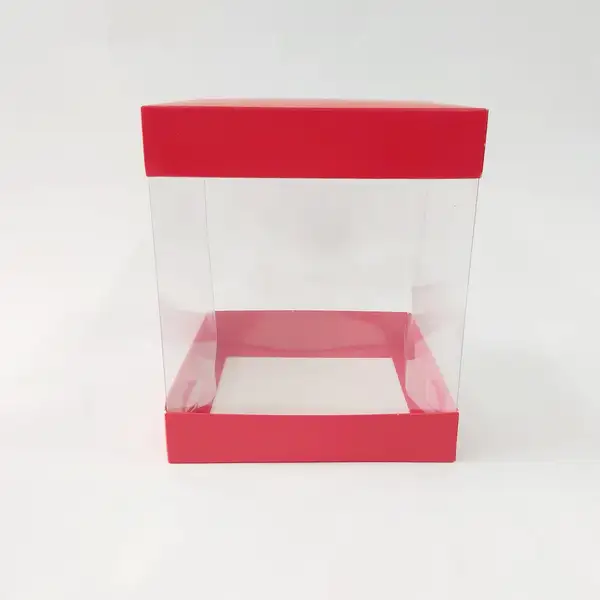 15x15x17 Kırmızı Alt Üst Kartonlu Asetat Kutu