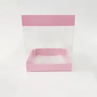 15x15x17 Pembe Alt Üst Kartonlu Asetat Kutu - Görsel 1