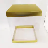 35x35x45 Altın Pasta Alt Üst Kartonlu Asetat Kutu - Görsel 1