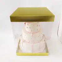 35x35x45 Altın Pasta Alt Üst Kartonlu Asetat Kutu - Görsel 2