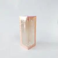 8x8x21 Altın Yaldızlı Pembe Kutu - Görsel 1