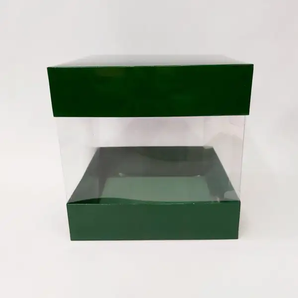 20x20x20 Yeşil Alt Üst Kartonlu Asetat Kutu
