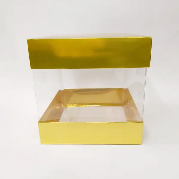 20x20x20 Altın Alt Üst Kartonlu Asetat Kutu