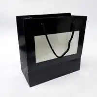 20x20x10 Siyah Pencereli Karton Çanta - Görsel 1