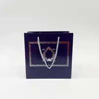20x20x10 Lacivert Gümüş Yaldızlı Karton Çanta - Görsel 1