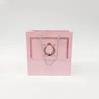 20x20x10 Pembe Gümüş Yaldızlı Karton Çanta - Görsel 1