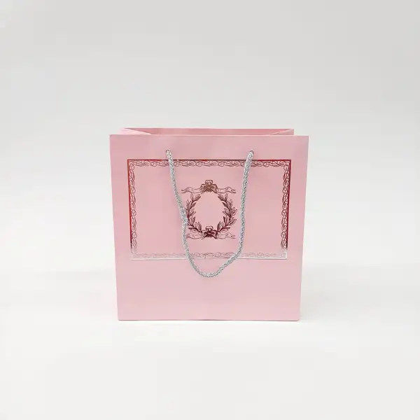 20x20x10 Pembe Gümüş Yaldızlı Karton Çanta