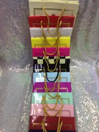 20x20x10 Pembe Gümüş Yaldızlı Karton Çanta - Görsel 2
