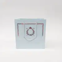 20x20x10 Mavi Gümüş Yaldızlı Karton Çanta - Görsel 1