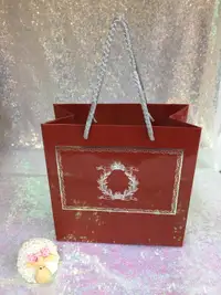20x20x10 Bordo Gümüş Yaldızlı Karton Çanta - Görsel 2