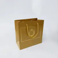 20x20x10 Koyu Bej Altın Yaldızlı Karton Çanta - Görsel 2