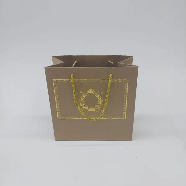 20x20x10 Kraft Altın Yaldızlı Karton Çanta