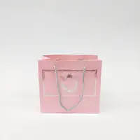 18x15x7 Pembe Gümüş Yaldızlı Karton Çanta - Görsel 1