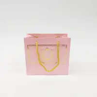18x15x7 Pembe Altın Yaldızlı Karton Çanta - Görsel 1