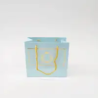 18x15x7 Mavi Altın Yaldızlı Karton Çanta - Görsel 1