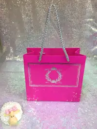 18x15x7 Fuşya Gümüş Yaldızlı Karton Çanta - Görsel 2