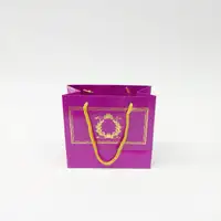 18x15x7 Fuşya Altın Yaldızlı Karton Çanta - Görsel 1