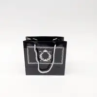 18x15x7 Siyah Gümüş Yaldızlı Karton Çanta - Görsel 1