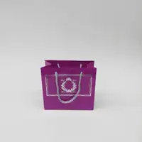 18x15x7 Mor Gümüş Yaldızlı Karton Çanta - Görsel 1