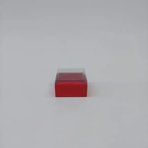 7x7x4 Kırmızı Altı Kartonlu Asetat Kutu
