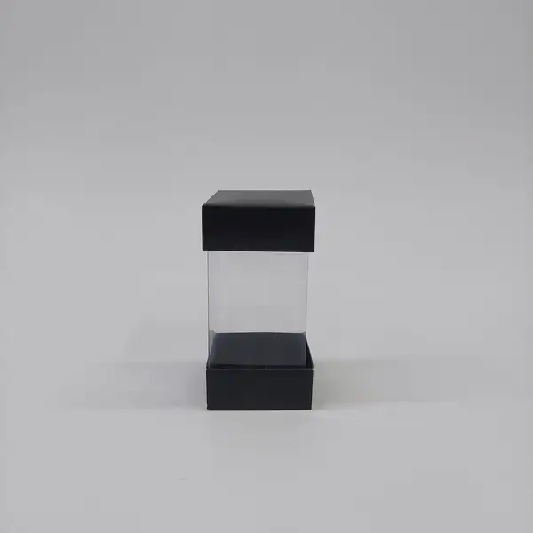 5.5x5.5x11 Siyah Alt Üst Kartonlu Asetat Kutu