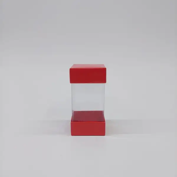 5.5x5.5x11 Kırmızı Alt Üst Kartonlu Asetat Kutu